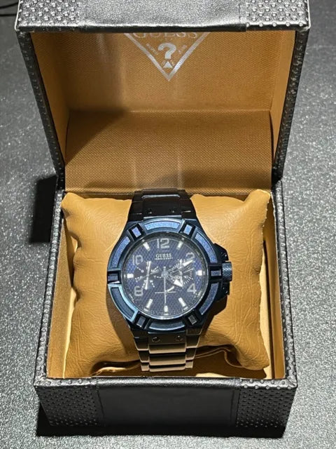  Shop Authentic Guess Rigor Multifunction Black Dial Blue Steel Strap Watch for Men - W0218G4 - Luxxuri