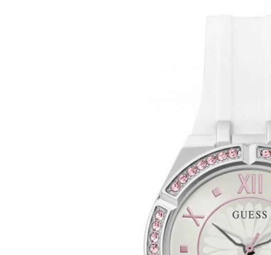  Shop Authentic Guess Sparkling Silver Dial White Rubber Strap Watch For Women - GW0032L1 - Luxxuri