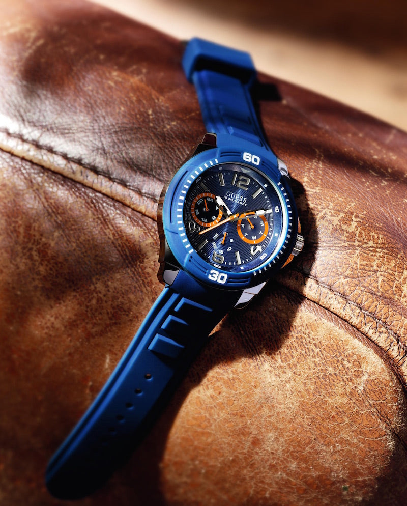  Shop Authentic Guess Trade Blue Dial Blue Silicone Strap Watch for Men - W0967G2 - Luxxuri