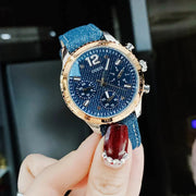  Shop Authentic Guess Marina Chronograph Blue Dial Blue Denim Strap Watch For Women - W1057L1 - Luxxuri