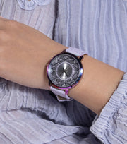  Shop Authentic Guess Dahlia Analog Silver Dial Purple Leather Strap Watch For Women - GW0529L4 - Luxxuri