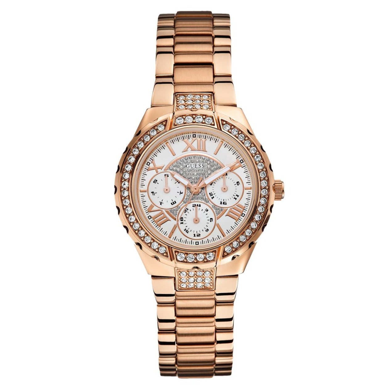  Shop Authentic Guess Viva Diamonds White Dial Rose Gold Steel Strap Watch for Women - W0111L3 - Luxxuri