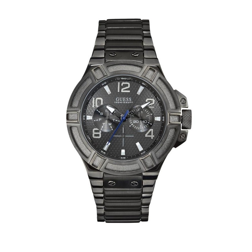  Shop Authentic Guess Rigor Multifunction Black Dial Black Steel Strap Watch For Men - W0218G1 - Luxxuri