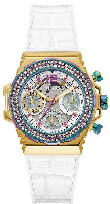  Shop Authentic Guess Fusion Chronograph White Dial White Leather Strap Watch For Women - GW0553L2 - Luxxuri