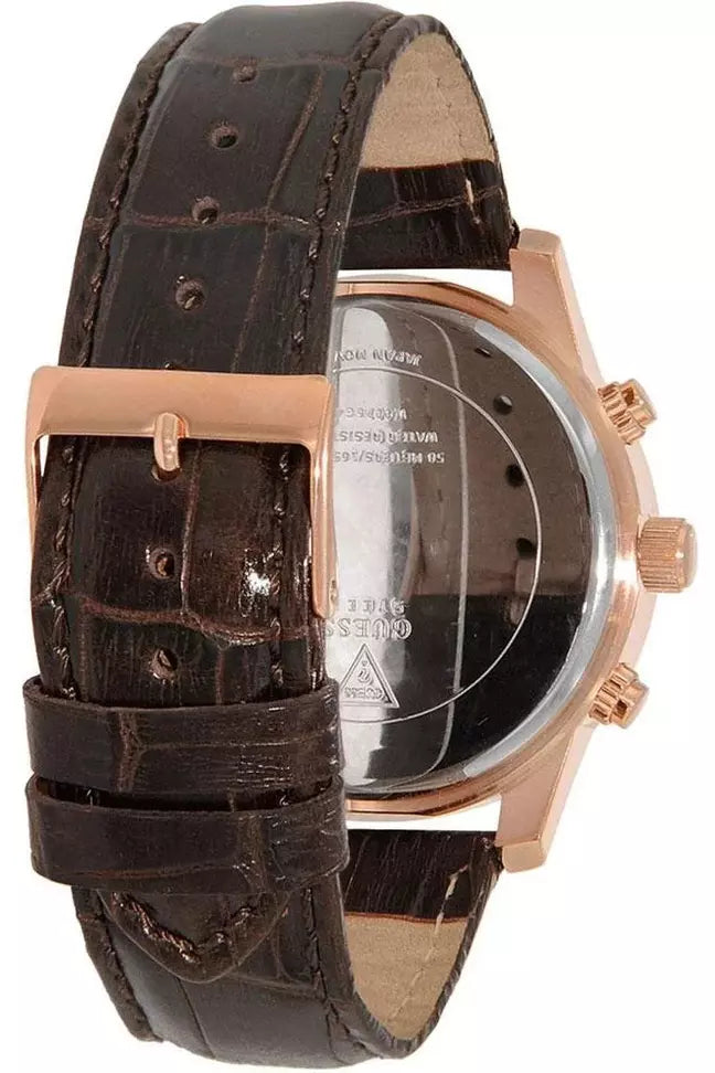  Shop Authentic Guess Exec Chronograph Brown Dial Brown Leather Strap Watch For Men - W0076G4 - Luxxuri