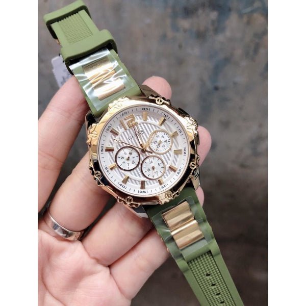  Shop Authentic Guess Interpid 2 Golden Dial Two Tone Silicon Strap Watch For Women - W0325L5 - Luxxuri