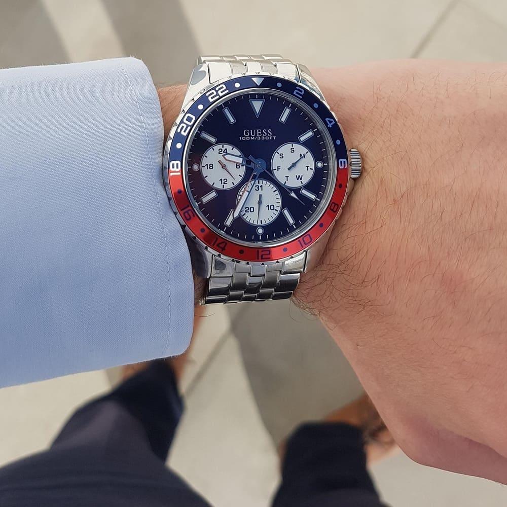  Shop Authentic Guess Odyssey Multifunction Blue Dial Silver Steel Strap Watch For Men - W1107G2 - Luxxuri