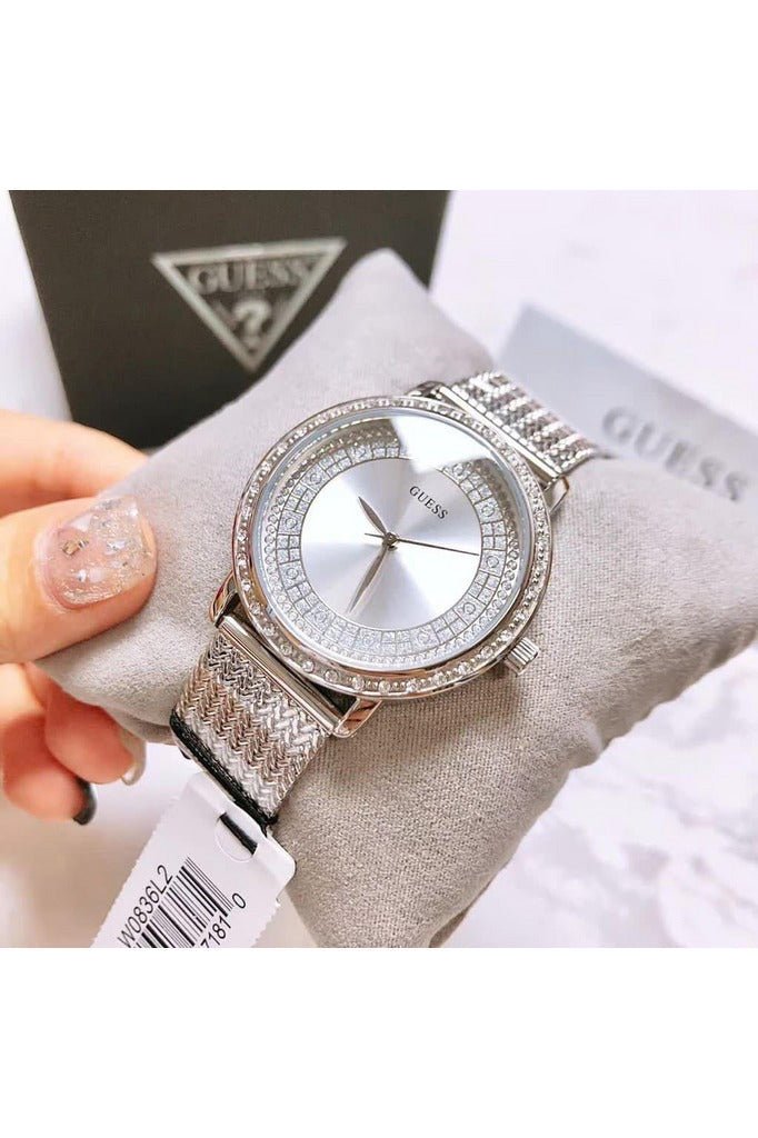  Shop Authentic Guess Quartz Silver Dial Willow Stainless Steel Mesh Bracelet Watch For Women - W0836L2 - Luxxuri