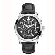  Shop Authentic Guess Exec Chronograph Quartz Black Dial Black Leather Strap Watch for Men - W0076G1 - Luxxuri