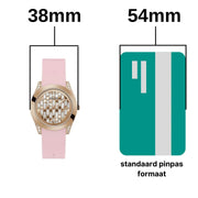  Shop Authentic Guess Clarity Gold Dial Pink Silicone Strap Watch for Women - GW0109L2 - Luxxuri