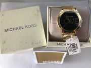  Shop Authentic Michael Kors Slim Runway Black Dial Gold Steel Strap Watch for Women - MK3803 - Luxxuri