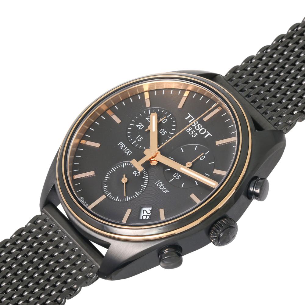  Shop Authentic Tissot T Classic PR 100 Chronograph Anthracite Black Dial Black Mesh Bracelet Watch For Men - T101.417.23.061.00 - Luxxuri