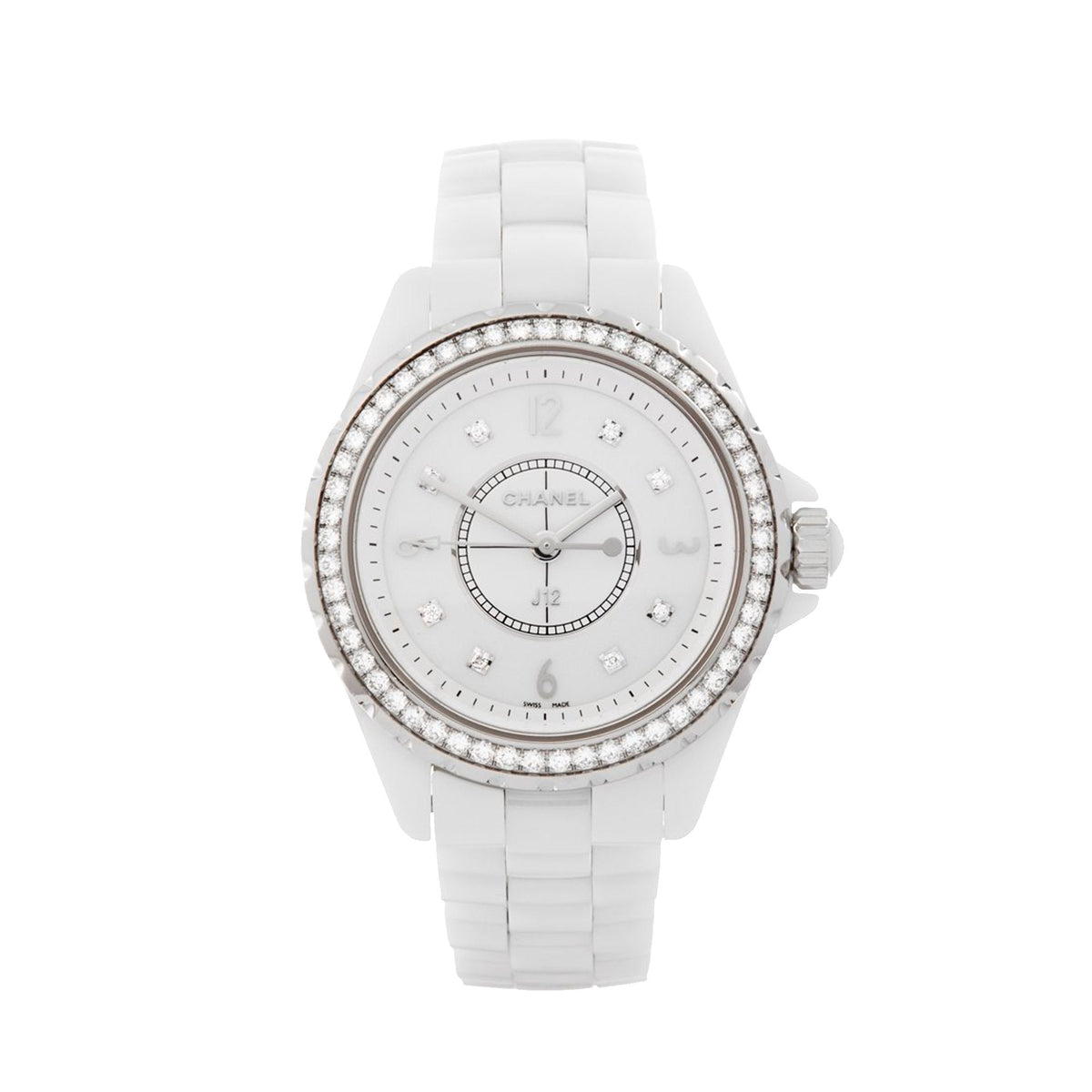  Shop Authentic Chanel J12 Quartz Diamonds White Dial White Steel Strap Watch for Women - J12 H3110 - Luxxuri