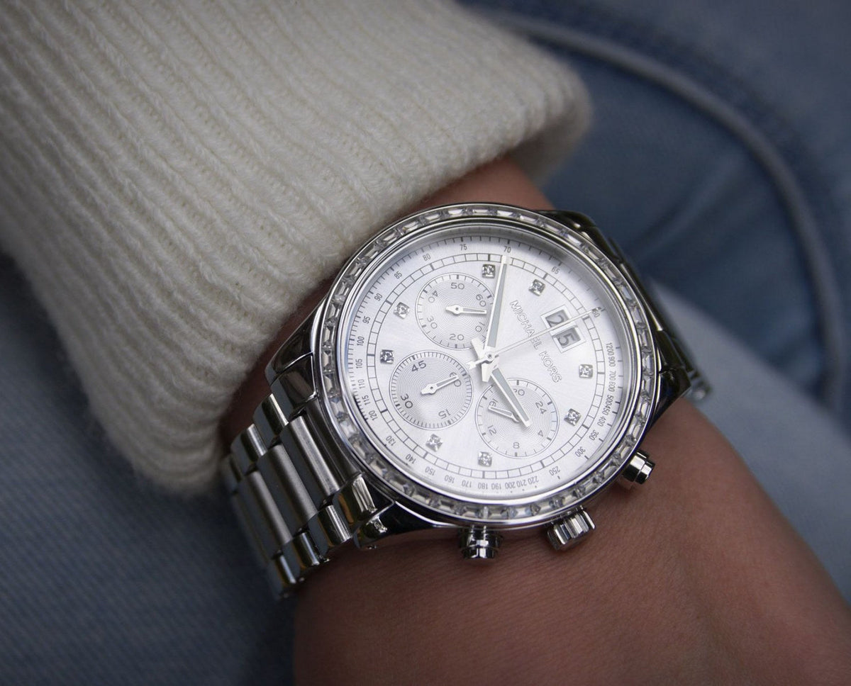  Shop Authentic Michael Kors Brinkley Diamonds Silver Dial Silver Steel Strap Watch for Women - MK6186 - Luxxuri