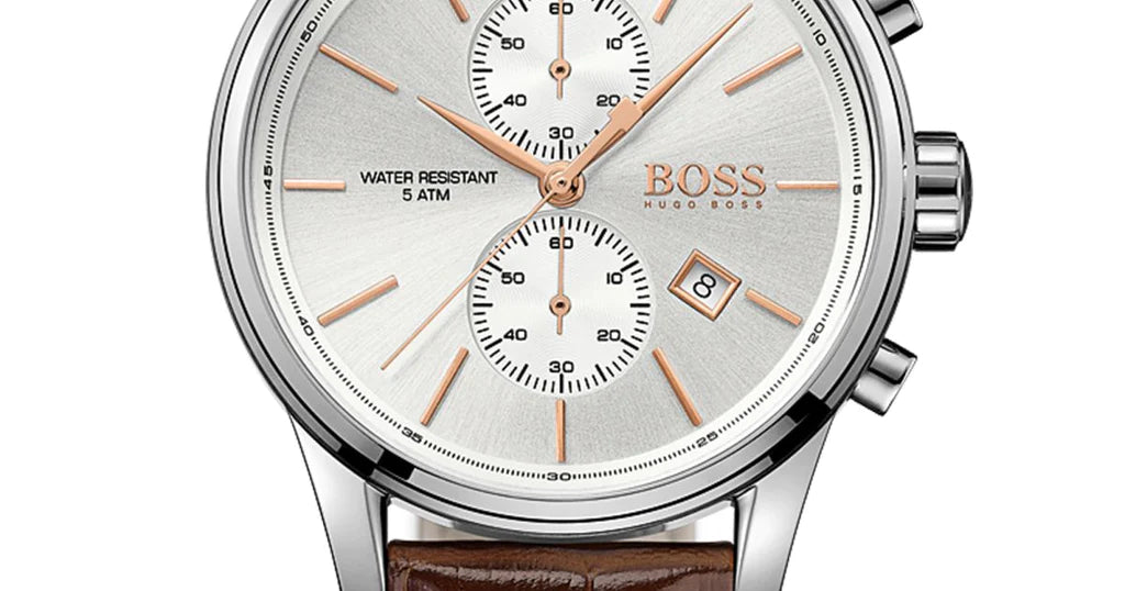  Shop Authentic Hugo Boss Jet Chronograph Quartz Silver Dial Brown Leather Strap Watch For Men - HB1513280 - Luxxuri