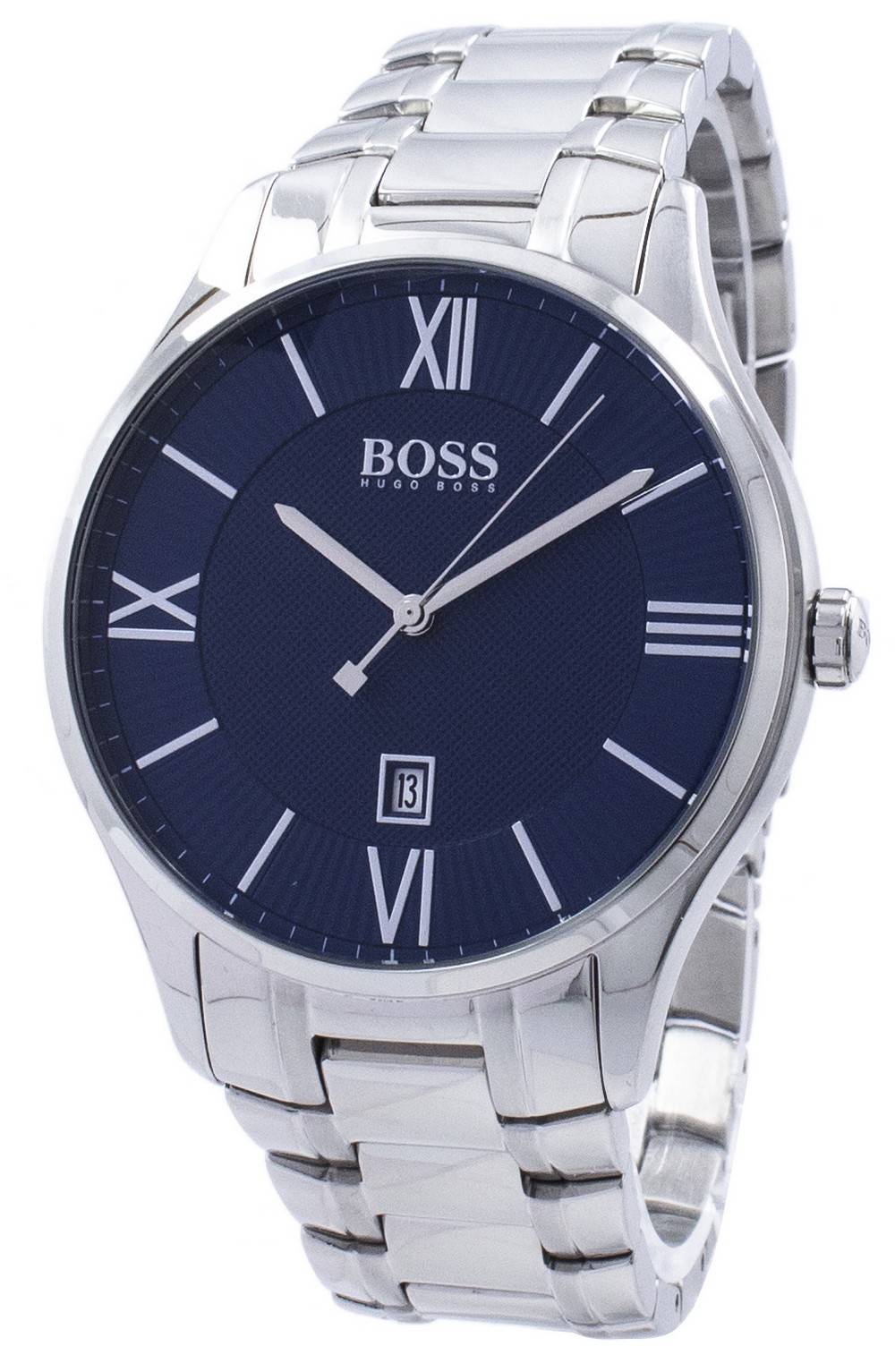  Shop Authentic Hugo Boss Governer Blue Dial Silver Steel Strap Watch for Men - 1513487 - Luxxuri