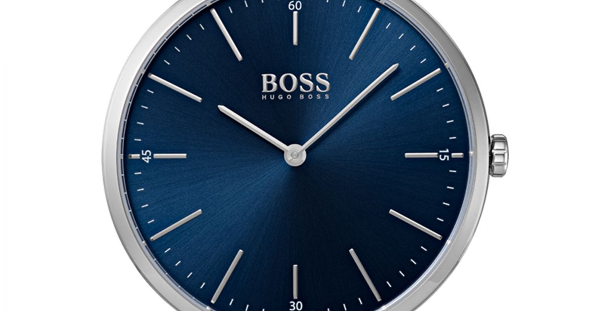  Shop Authentic Hugo Boss Horizon Blue Dial Grey Leather Strap Watch for Men - 1513539 - Luxxuri