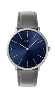  Shop Authentic Hugo Boss Horizon Blue Dial Grey Leather Strap Watch for Men - 1513539 - Luxxuri