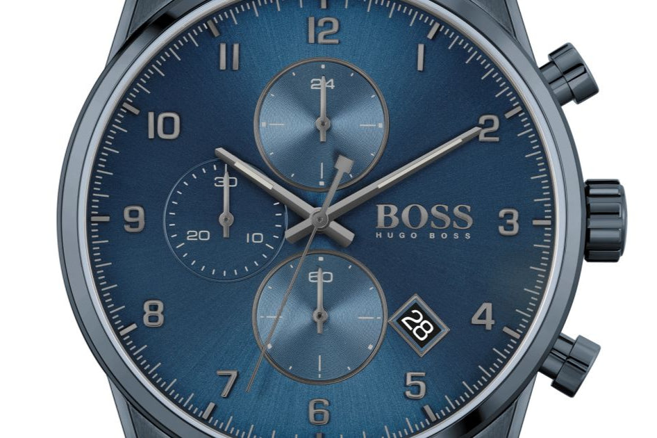  Shop Authentic Hugo Boss Skymaster Chronograph Blue Dial Blue Mesh Bracelet Watch for Men - 1513836 - Luxxuri