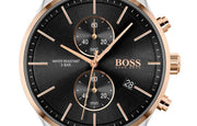  Shop Authentic Hugo Boss Associate Chronograph Black Dial Two Tone Steel Strap Watch for Men - 1513840 - Luxxuri