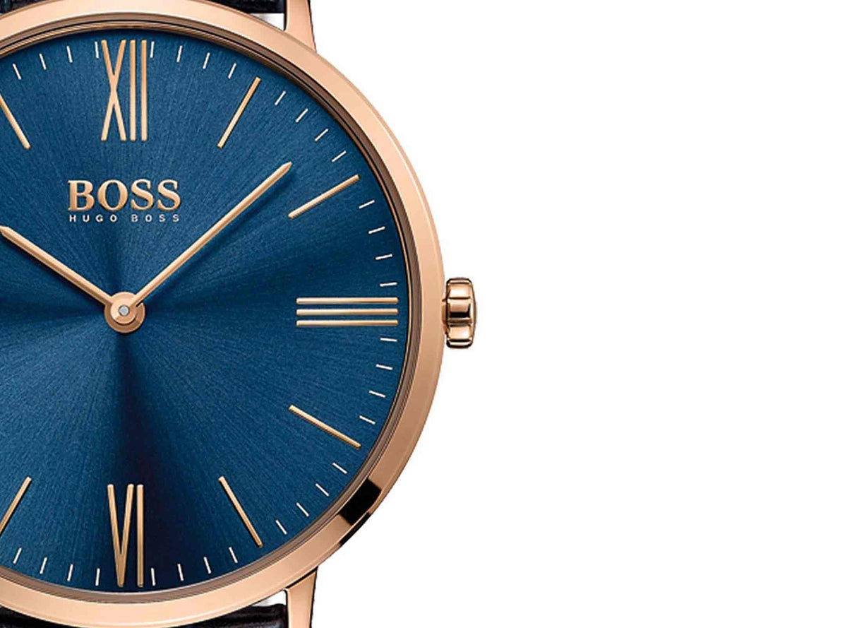  Shop Authentic Hugo Boss Jackson Blue Dial Black Leather Strap Watch for Men - 1513371 - Luxxuri