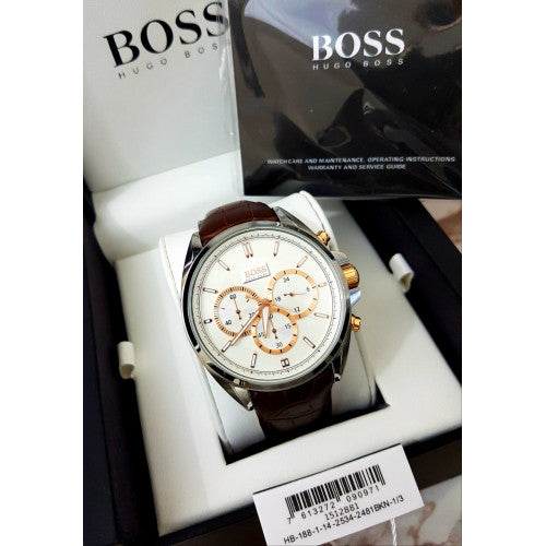  Shop Authentic Hugo Boss Driver Quartz Silver Dial Brown Leather Strap Watch For Men - HB1512881 - Luxxuri