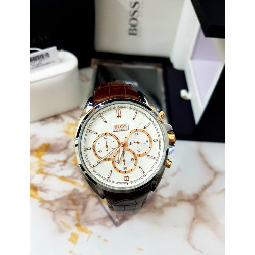  Shop Authentic Hugo Boss Driver Quartz Silver Dial Brown Leather Strap Watch For Men - HB1512881 - Luxxuri