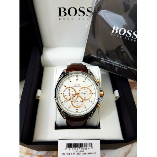  Shop Authentic Hugo Boss Driver Quartz Silver Dial Brown Leather Strap Watch For Men - HB1512881 - Luxxuri
