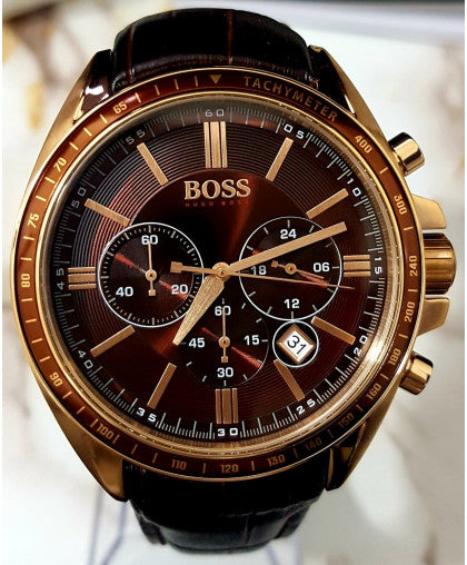  Shop Authentic Hugo Boss Driver Chronograph Brown Dial Brown Leather Strap Watch For Men - HB1513093 - Luxxuri