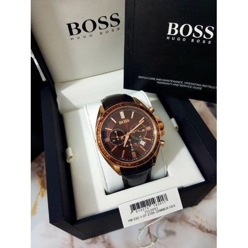  Shop Authentic Hugo Boss Driver Chronograph Brown Dial Brown Leather Strap Watch For Men - HB1513093 - Luxxuri