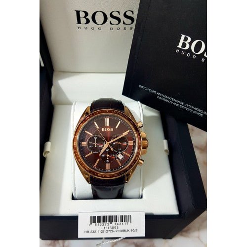  Shop Authentic Hugo Boss Driver Sport Chronograph Brown Dial Brown Leather Strap Watch for Men - 1513093 - Luxxuri