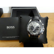  Shop Authentic Hugo Boss Ikon Grey Dial Black Leather Strap Watch for Men - 1513177 - Luxxuri