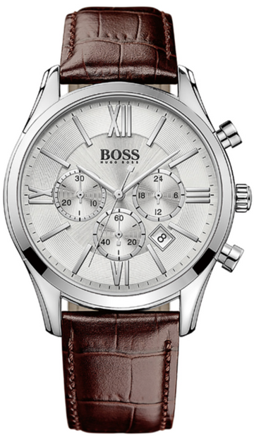  Shop Authentic Hugo Boss Ambassador Chronograph Silver Dial Brown Leather Strap Watch For Men - HB1513195 - Luxxuri