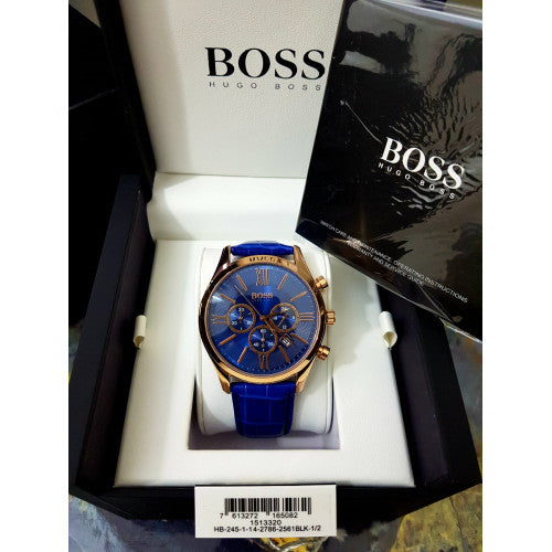  Shop Authentic Hugo Boss Ambassador Chronograph Blue Dial Blue Leather Strap Watch For Men - HB1513320 - Luxxuri