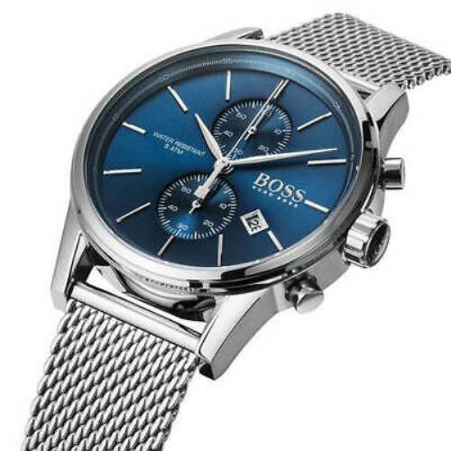  Shop Authentic Hugo Boss Jet Blue Dial Silver Mesh Bracelet Watch for Men - 1513441 - Luxxuri