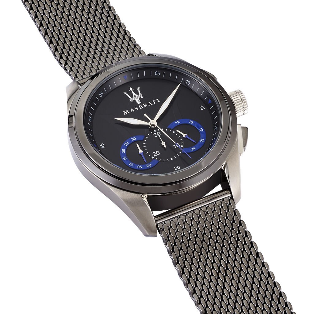  Shop Authentic Maserati Traguardo Chronograph Black Dial Mesh Bracelet Watch For Men - R8873612006 - Luxxuri