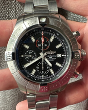  Shop Authentic Breitling Super Avenger Chronograph 48 Black Dial Silver Steel Strap Watch for Men - A13375101B1A1 - Luxxuri