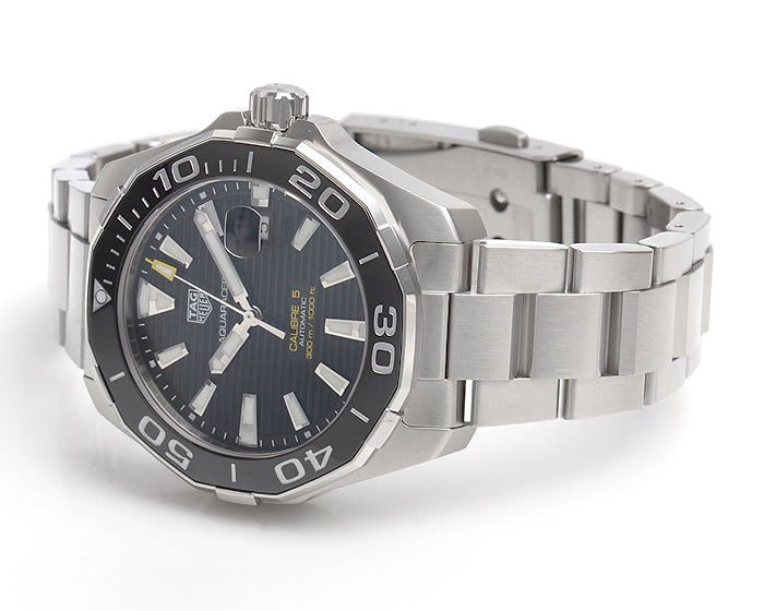  Shop Authentic Tag Heuer Aquaracer Caliber 5 Black Dial Silver Steel Strap Watch for Men - WAY201A .BA0927 - Luxxuri