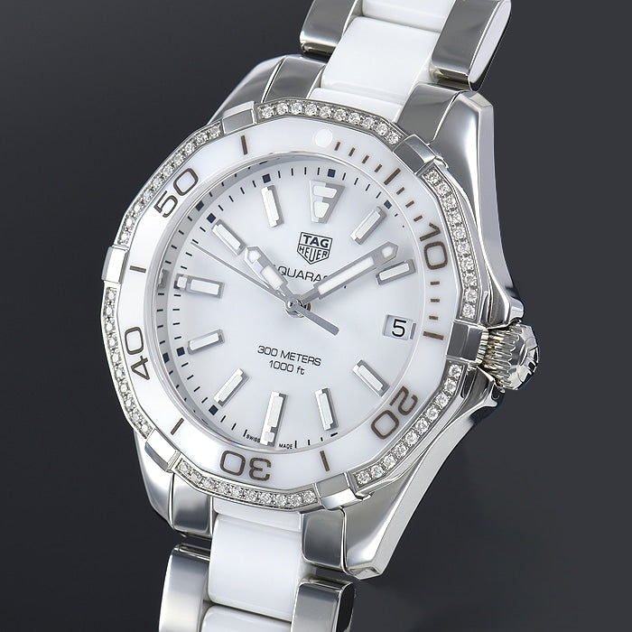  Shop Authentic Tag Heuer Aquaracer Diamonds White Dial Two Tone Steel Strap Watch for Women - WAY131H.BA0914 - Luxxuri