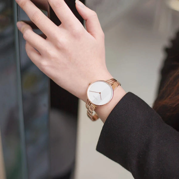  Shop Authentic Calvin Klein Drift White Dial Rose Gold Steel Strap Watch for Women - K6S2N616 - Luxxuri