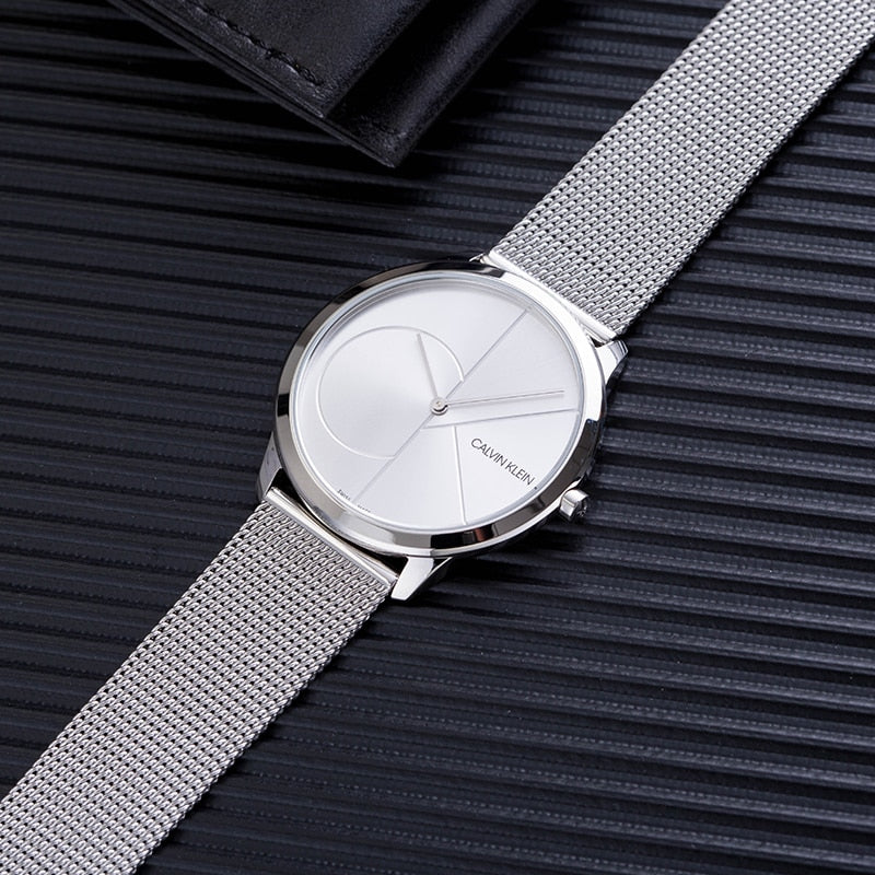  Shop Authentic Calvin Klein Minimal Silver Dial Silver Mesh Bracelet Watch for Men - K3M2112Z - Luxxuri
