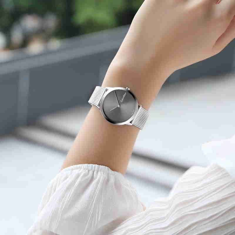  Shop Authentic Calvin Klein Minimal Grey Dial Silver Mesh Bracelet Watch for Men - K3M211Y3 - Luxxuri