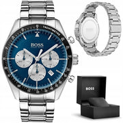  Shop Authentic Hugo Boss Chronograph Blue Dial Silver Steel Strap Watch for Men - 1513630 - Luxxuri