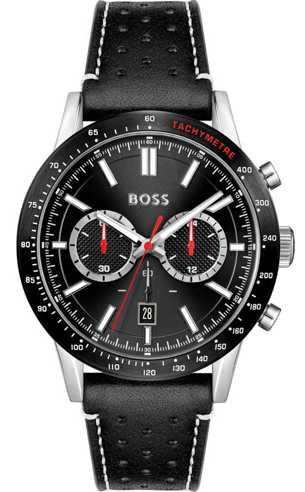  Shop Authentic Hugo Boss Allure Black Dial Black Leather Strap Watch for Men - 1513920 - Luxxuri