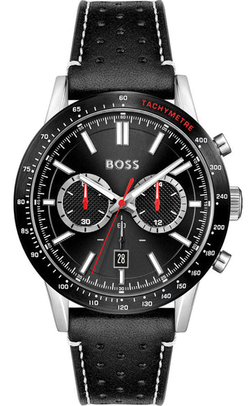  Shop Authentic Hugo Boss Allure Black Dial Black Leather Strap Watch for Men - 1513920 - Luxxuri