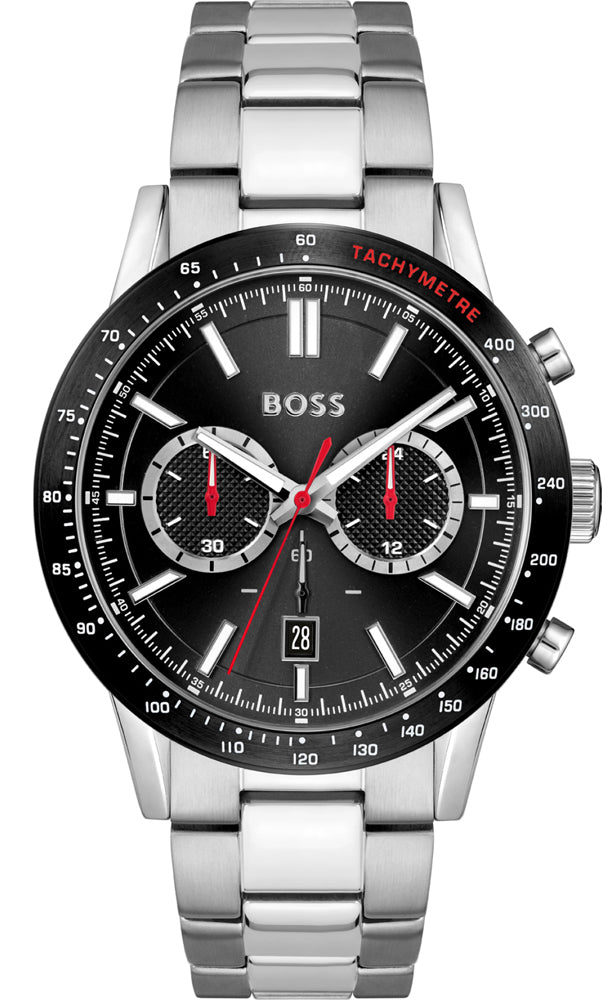  Shop Authentic Hugo Boss Allure Chronograph Black Dial Silver Steel Strap Watch for Men - 1513922 - Luxxuri