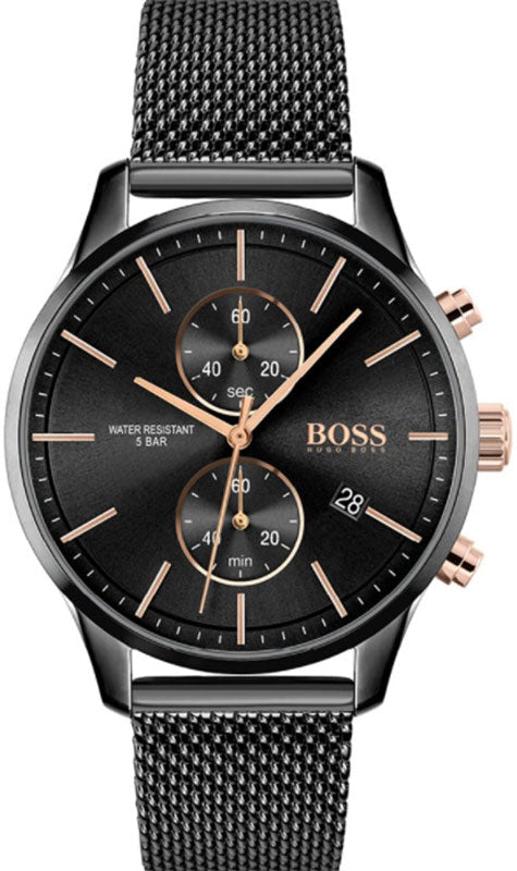  Shop Authentic Hugo Boss Associate Black Dial Black Mesh Bracelet Watch for Men - 1513811 - Luxxuri