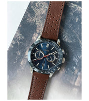  Shop Authentic Hugo Boss Allure Blue Dial Brown Leather Strap Watch for Men - 1513921 - Luxxuri