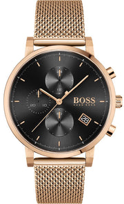  Shop Authentic Hugo Boss Integrity Black Dial Gold Mesh Bracelet Watch for Men - 1513808 - Luxxuri
