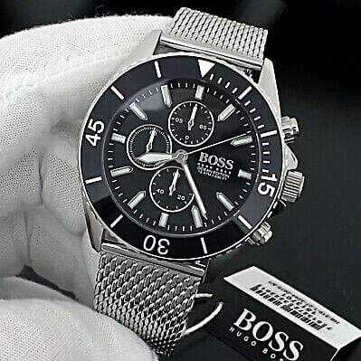  Shop Authentic Hugo Boss Ocean Edition Black Dial Silver Mesh Bracelet Watch for Men - 1513701 - Luxxuri